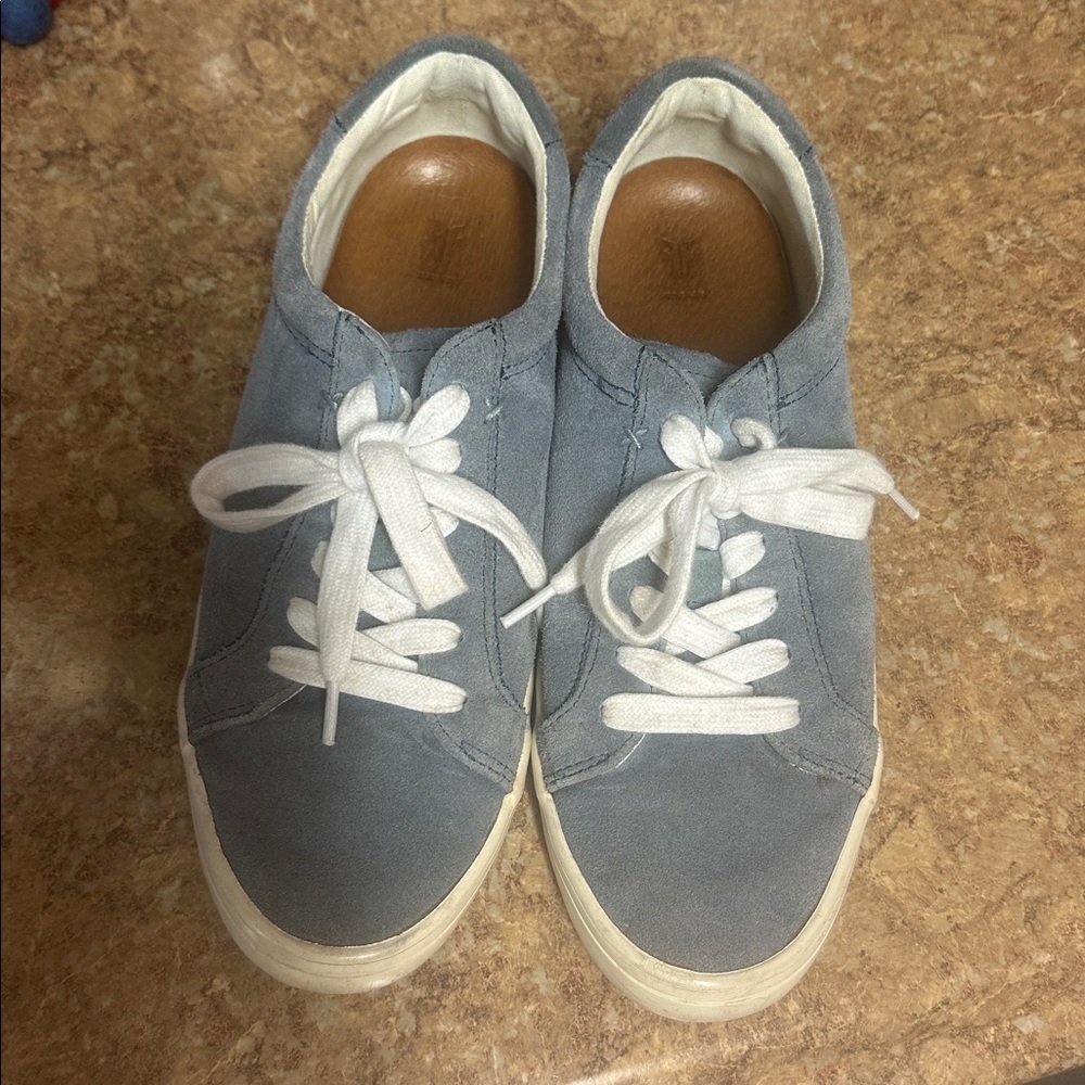 Frye Blue Suede Sneakers with White Laces